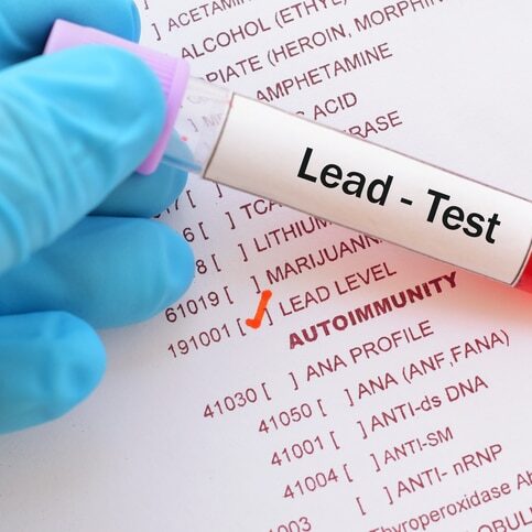 Blood sample with requisition form for lead (Pb) test